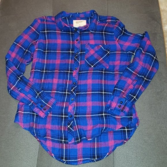 Blue and Pink Plaid Flannel Arizona Jean Co - Picture 1 of 3